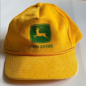 VINTAGE JOHN DEERE HAT YELLOW CORDUROY TRUCKER